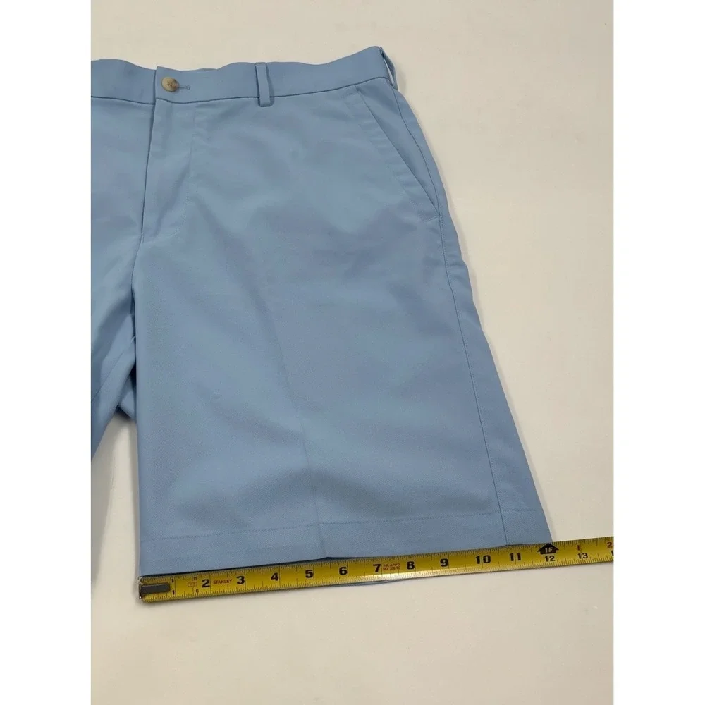 Peter Millar Crown Sport Mens 34 Blue Wicking Performance Flat Front Shorts